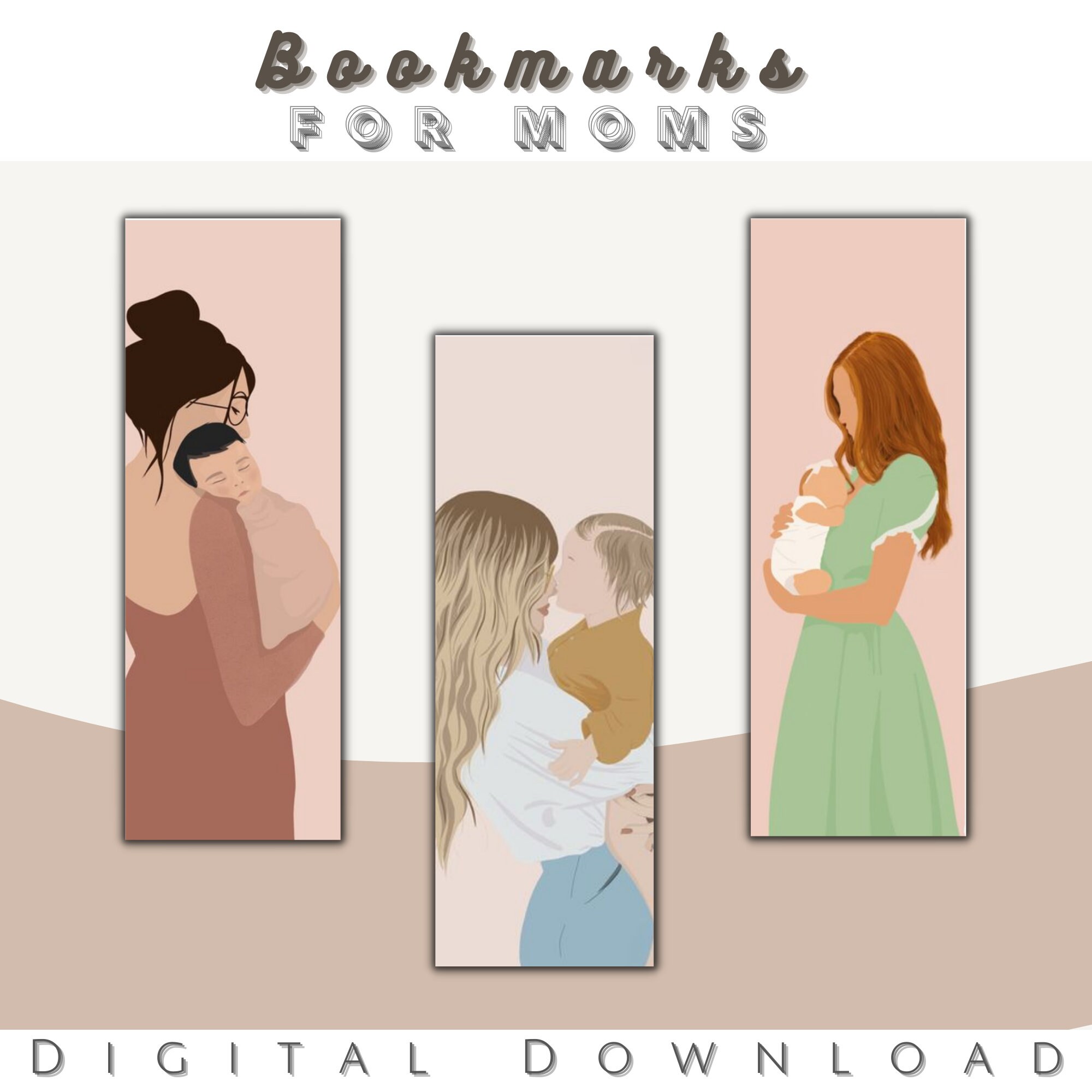 Bookmarks for Moms Printable | Mother and Child | Set of 6 Bookmarks ...