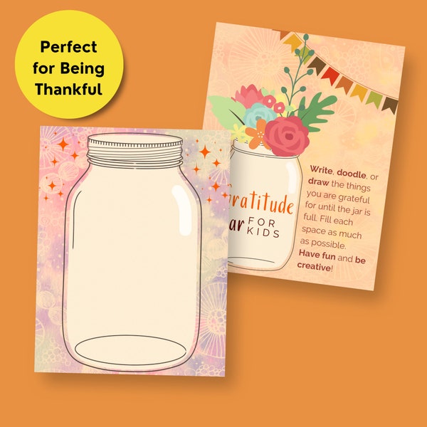 Kids Will Learn to be Thankful  with this Gratitude Jar/ Printable Thankfulness Activity