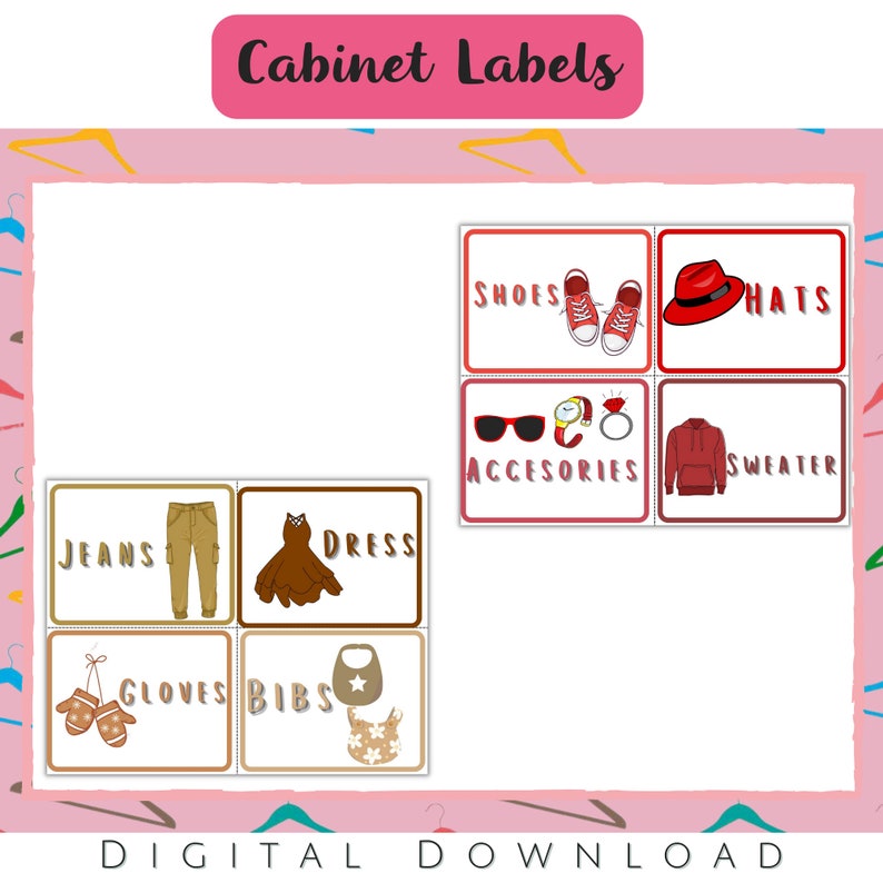Kids Labels Printable Kids Drawer Labels Kids Etsy
