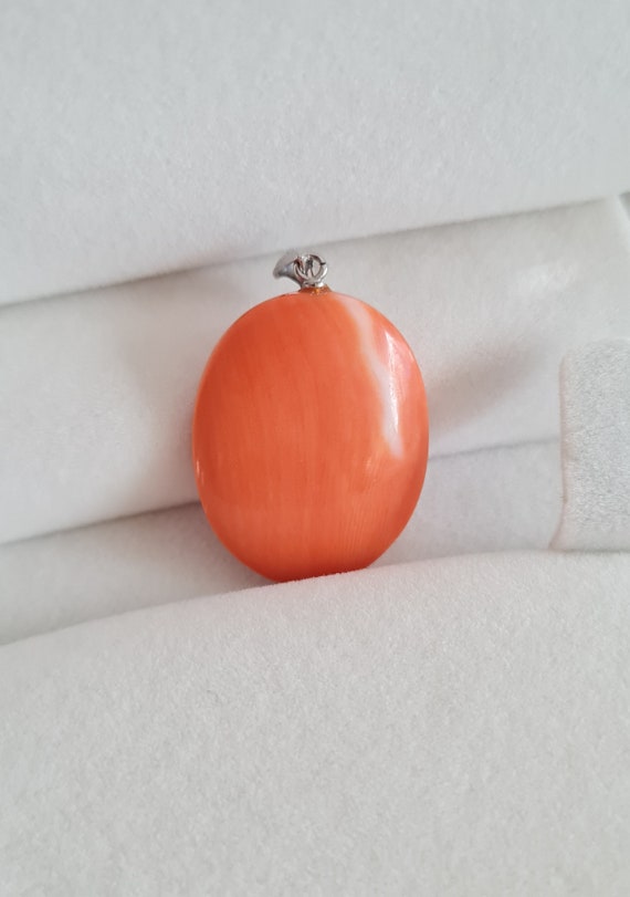 Vintage Genuine Japanese Red Momo Coral Pendant - image 4