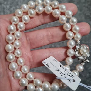 Echte Japanse AKOYA PARELKETTING オーロラ Topkwaliteit 7,5-8 mm roze gloed