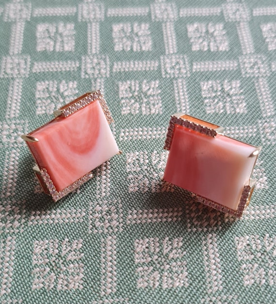 14 K Gold Vintage Japanese Momo Coral Earrings - image 8