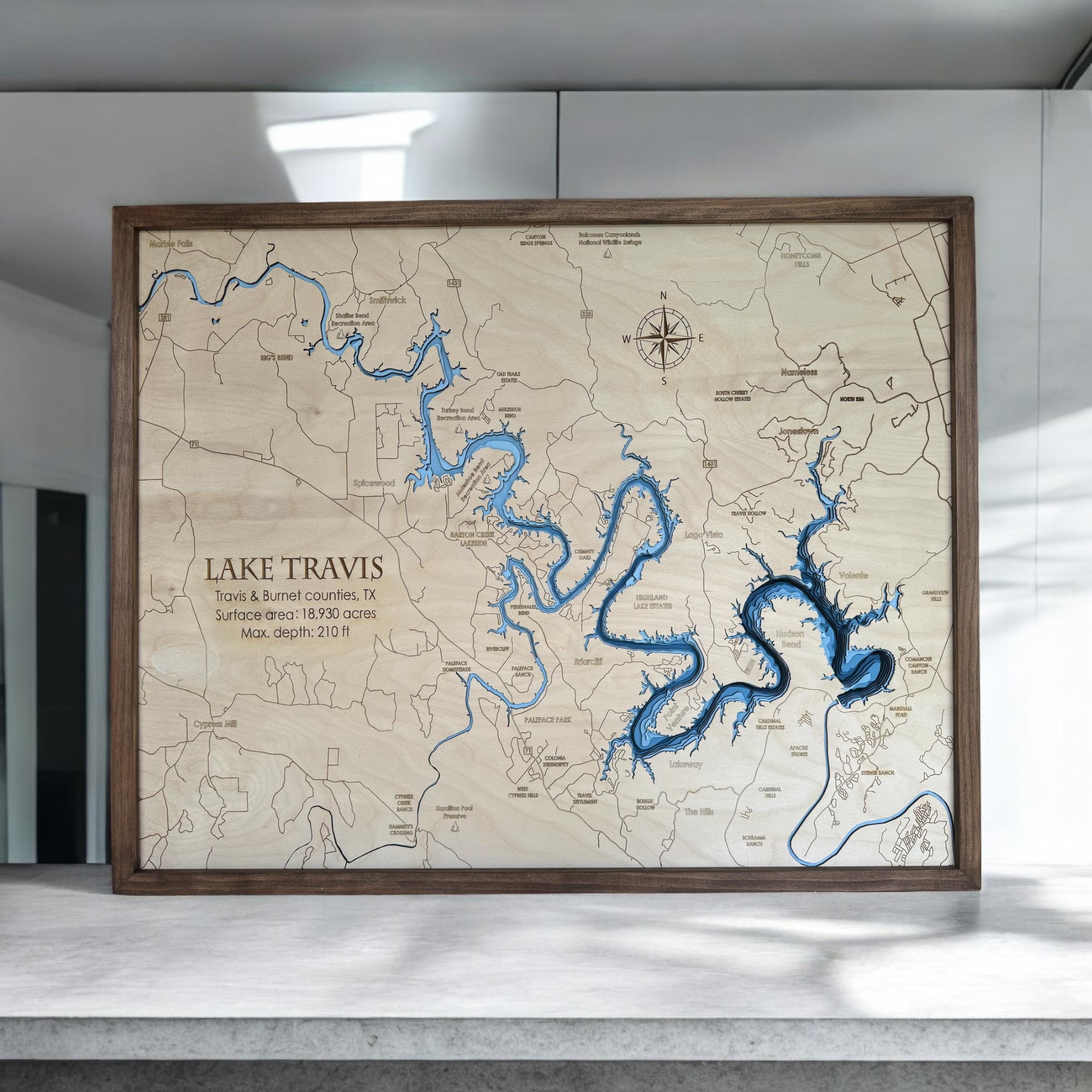 3D Custom Lake Map, Any Lake Customized Wood Map Gift Personalized ...