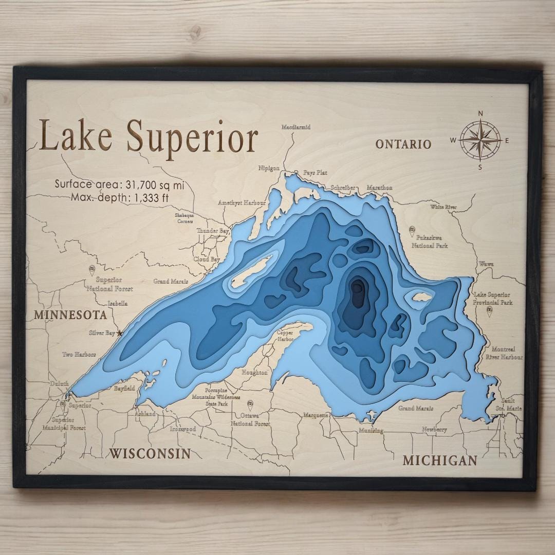 3D Custom Lake Map, Any Lake Customized Wood Map Gift Personalized ...