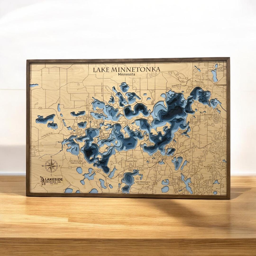 3D Custom Lake Map, Any Lake Customized Wood Map Gift Personalized ...