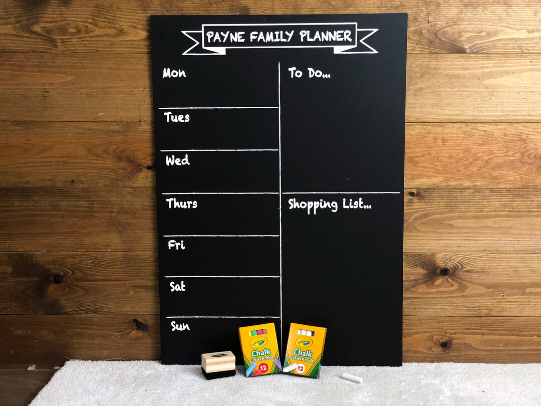 Personalised family Planner Chalkboard Easyclean Available in Various