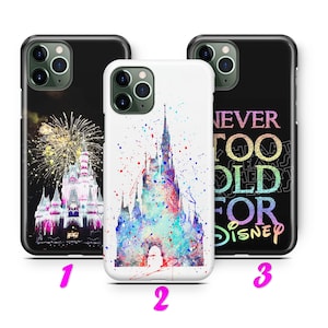 DISNEY 4 Custodia per iPhone 11 12 13 14 15 16 Pro / Max / Mini / Plus ispirata ai personaggi Disney Disneyland Castle Topolino Minnie Mouse