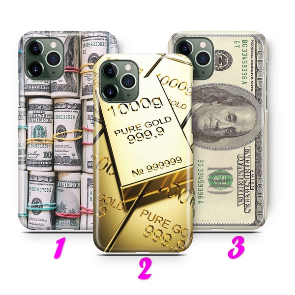 MoNEY DOLLAR GOLD 1 iPhone 11 12 13 14 15 Pro / Max / Mini / Plus Case Cover Geld Dollar Bill Gold Brick Bar 100 USD American Cash USA