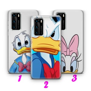 DONALD DUCK 5 Custodia per Huawei P9 P10 P20 P30 P40 Lite Pro Plus LG G5 G6 ispirata al cartone animato Disney Paperina Topolino Coppia Amore