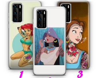 BAD PRINCESS 2 HUAWEI P9 P10 P20 P30 P40 Lite Pro Plus LG G5 G6 Hülle inspiriert von Disney Cartoon Bad Princesses Tattoo Girl Girls Inked
