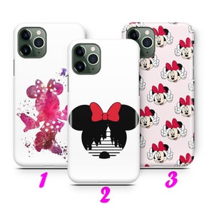 Custodia MiNNIE MoUSE 2 per iPhone 11 12 13 14 15 16 Pro / Max / Mini / Plus ispirata al cartone animato Disney Topolino Pluto Disneyland Castle