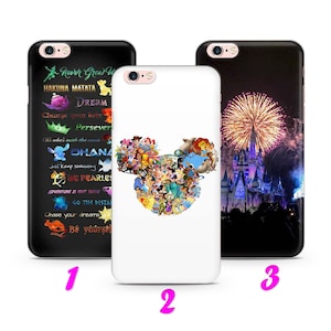 DISNEY 2 iPhone 4 5 SE 1 2 3 Gen 6 7 8 X s Max plus XR Custodia sottile ispirata ai personaggi dei cartoni animati Disney Castello di Disneyland Topolino
