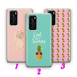 PiNEAPPLE 4 HUAWEI P9 P10 P20 P30 P40 Lite Pro Plus LG G5 G6 Hülle Cover Sonnig Süß Sommer Obst Trendy Fashion Palme Pina Colada Beach