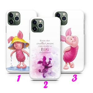 Funda PiGLET 1 para iPhone 11 12 13 14 15 16 Pro / Max / Mini / Plus inspirada en el cerdito de dibujos animados de Disney de Winnie the Pooh, Robin y Teacup Pig