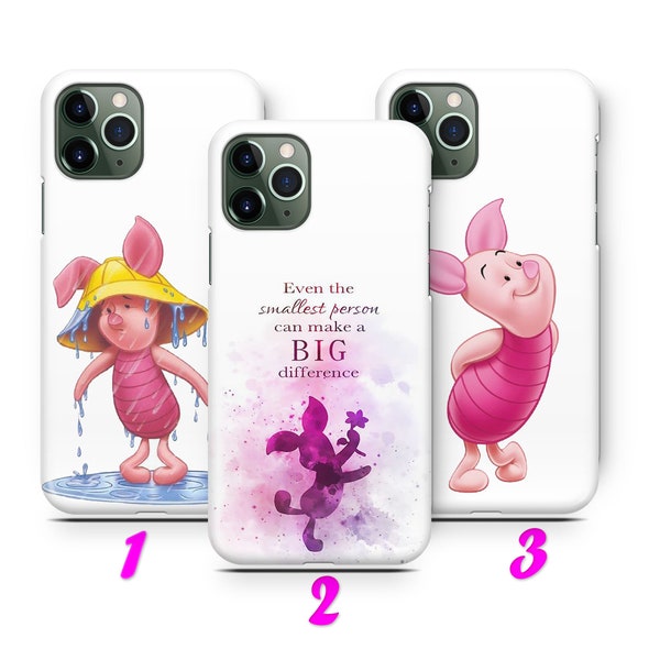 Coque pour iPhone 11 12 13 14 15 Pro/Max/Mini/Plus PiGLET 1 inspirée du cochon dessin animé Disney de Winnie l'ourson, cochon tasse de thé Robin