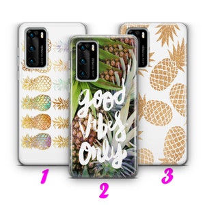 PiNEAPPLE 6 HUAWEI P9 P10 P20 P30 P40 Lite Pro Plus LG G5 G6 Hülle Cover Sonnig Süß Sommer Obst Trendy Fashion Palme Pina Colada Beach