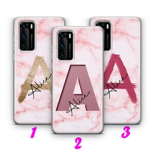 MARBLE INiTIALS 6 HUAWEI P9 P10 P20 P30 P40 Lite Pro Plus LG G5 G6 Case Cover Customizable Customisable Personal Personalized Name Letters