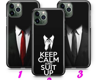 SUiT UP iPhone 11 12 13 14 15 Pro / Max / Mini / Plus Funda Diseño de traje Mantenga la calma y vístete Bonito traje bien vestido y teléfono con corbata