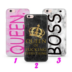 ボス クイーン オブ エブリシング iPhone 4 5 SE 1 2 3 Gen 6 7 8 X s Max plus XR 薄型ケース カバー ボス レディガール プリンセス クラウン 女性パワー キュート 面白い