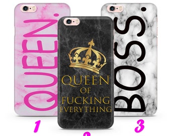 BoSS QUEEN of EVERyTHING iPhone 4 5 SE 1 2 3 Gen 6 7 8 X s Max plus XR Thin Case Cover Boss Lady Girl Princess Crown Female Power Cute Funny