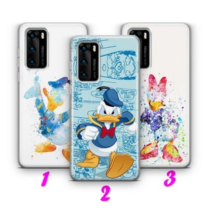DONALD DUCK 6 Custodia per Huawei P9 P10 P20 P30 P40 Lite Pro Plus LG G5 G6 ispirata al cartone animato Disney Paperina Topolino Coppia Amore