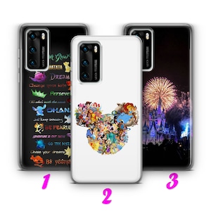 DISNEY 2 HUAWEI P9 P10 P20 P30 P40 Lite Pro Plus LG G5 G6 Custodia Cover ispirata ai personaggi dei cartoni animati Disney Castello Disneyland Topolino