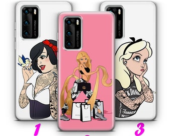 BAD PRINCESS 3 HUAWEI P9 P10 P20 P30 P40 Lite Pro Plus LG G5 G6 Hülle inspiriert von Disney Cartoon Bad Princesses Tattoo Girl Girls Inked