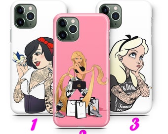 BAD PRINCESS 3 iPhone 11 12 13 14 15 16 17 Pro Max Mini Plus Air Case Cover inspired by Disney Cartoon Bad Princesses Tattoo Girl Girls Ink