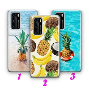 PiNEAPPLE 1 HUAWEI P9 P10 P20 P30 P40 Lite Pro Plus LG G5 G6 Hülle Cover Sunny Sweet Sommer Obst Trendy Fashion Palme Pina Colada Beach