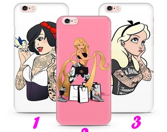 BAD PRINCESS 3 iPhone 4 5 SE 1 2 3 Gen 6 7 8 X s Max plus Xr Thin Case Cover inspired by Disney Cartoon Bad Princesses Tattoo Girls Inked