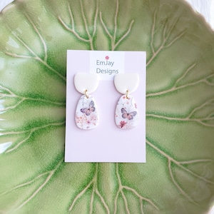 Butterfly Garden Party Dangles I Polymer Clay Earrings I Dangle Earrings I Handmade I Spring Earrings I Butterfly