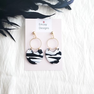 Wednesday Inspired Polymer Clay Marble Dangles