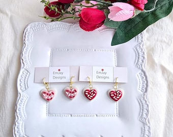 Hartvormige suikerkoekjes hangers I Oorbellen van polymeerklei I Valentijnsdagoorbellen I Koekje I Oorbellen eten I VDay