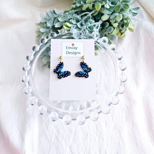 Blue Butterfly Dangles I Polymer Clay Earrings I Spring I Insect Earrings I Gift Ideas for Her I Butterfly Lover I Hypoallergenic