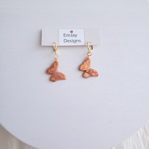 The Butterfly Huggie I Polymer Clay Earrings I Rose Gold I Spring Earrings I Dangle Earrings
