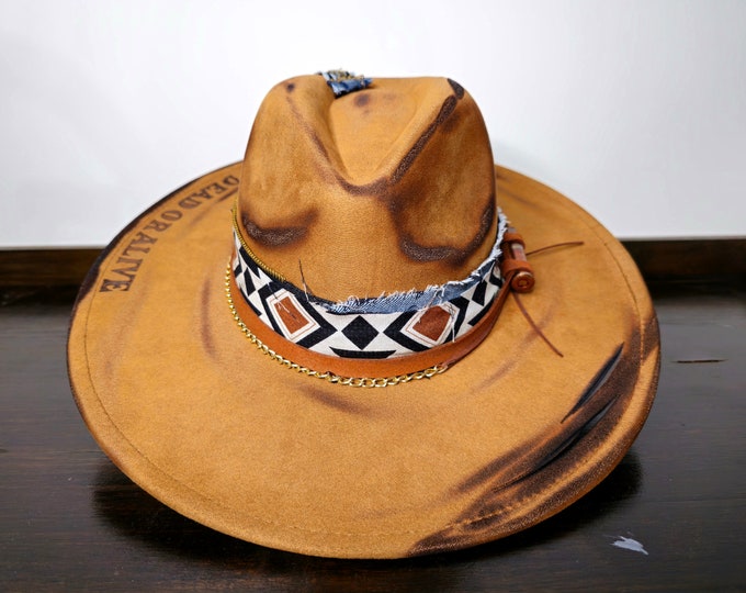 Wanted, Dead or Alive | Custom, hand burned, made to order western fedora cowboy hat