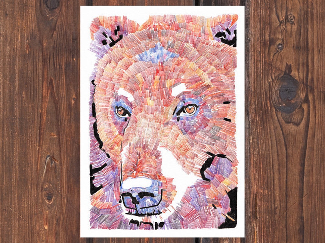 Bear Portrait Print Big Animal Art Wall Decor Unique Etsy
