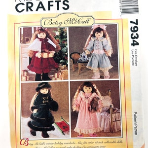 McCall&#39;s Crafts 7934 Betsy McCall Holiday Wardrobe Doll Clothes For 18&quot; Dolls Dresses Coats Uncut