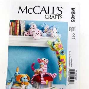 McCall's Crafts 6485 Stuffed Animals Frog Horse Dog Cat Hippo Plush Pattern Uncut