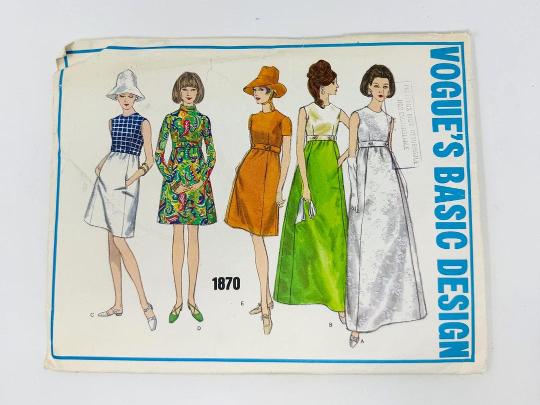 Vogue Basic Design 1870 Vintage Sewing Pattern Misses' Dress Size 10 ...
