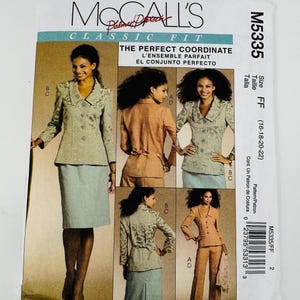 McCall&#39;s 5335 Sewing Pattern Misses&#39; Suit Jacket, Skirt, and Pants Sizes 16, 18, 20, 22 Uncut