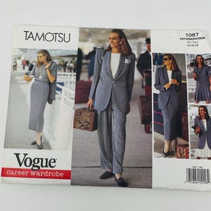 Vogue Career Wardrobe 1087 Sewing Pattern Misses' Jacket, Dress Top, Skirt, and Pants Sizes 14, 16, 18 Uncut