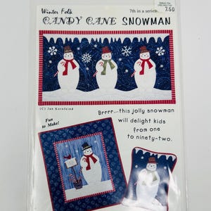 Country Appliques Winter Folk Candy Cane Snowman Pattern Quilt Pillow Applique