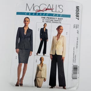 McCall&#39;s 5597 Schnittmuster Misses&#39; Suit Jacke, Rock und Hose Größen 16, 18, 20, 22 Ungeschnitten