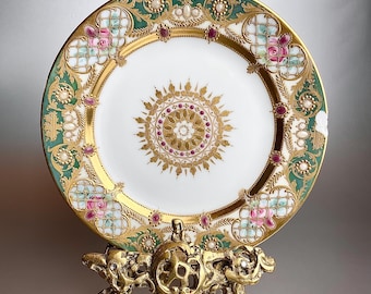 Antiek bord met juwelen van Royal Vienna: handgeschilderde decoratieve kunst (afgebroken)
