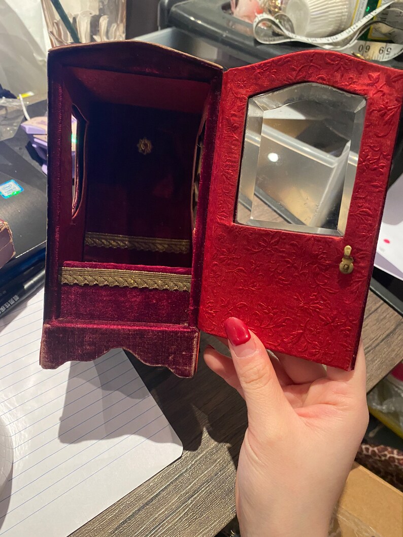 Antique Late Victorian Jewelry Pocket Watch Box Velvet Etsy