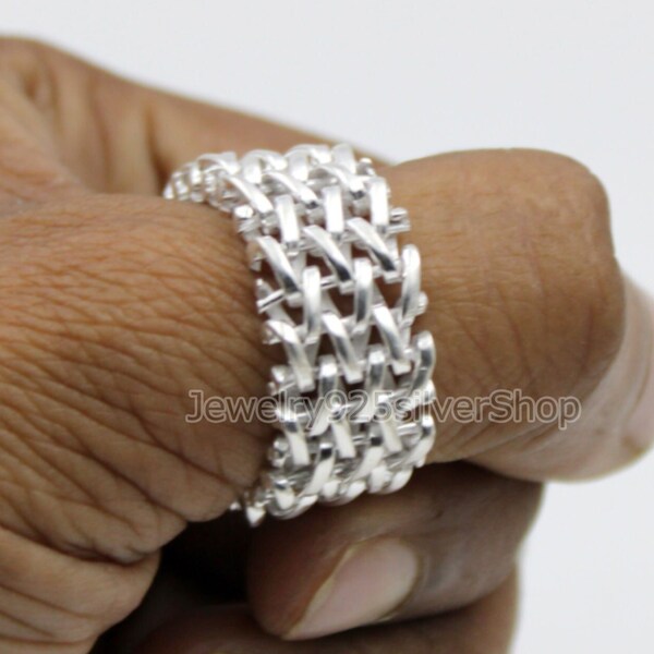 Bague flexible, bague en argent sterling, bague en argent faite main, bague pour homme et femme, bague en maille, bague wrap, bague flexible, bague bohème, cadeau pour elle