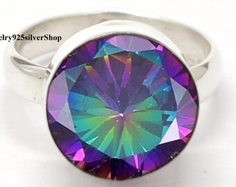 Mystic Topaz Ring, 925 Sterling Silver Ring, Mystic Topaz Gemstone Ring, Stone Ring, Handmade Ring, Statement Ring, Mystic Ring,Gift for her