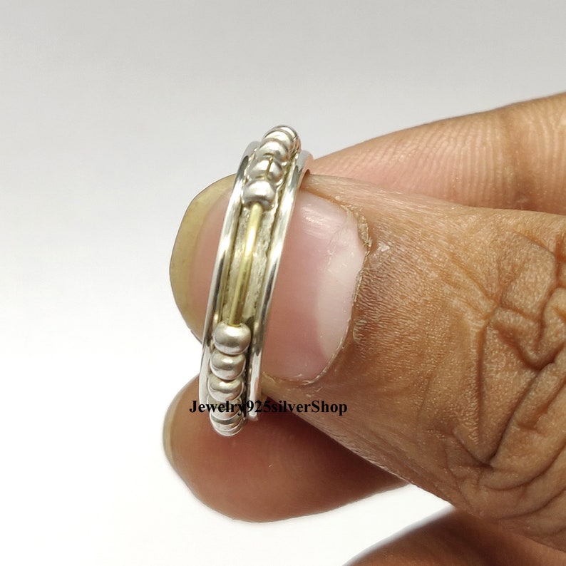Orbit Ring, 925 Sterling Silver Ring, Spinner Ring, Anxiety Ring, Beads Ring, Anti-Anxiety Ring, Worry Ring, Fidget Ring, Meditation Ring, image 6