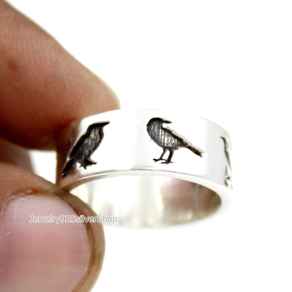 Crow Ring, 925 Sterling Silver Ring, Animal Jewelry, Bird Lover Jewelry, Raven Ring, Silver Bird Ring, Nature Ring, Gift For Him Her